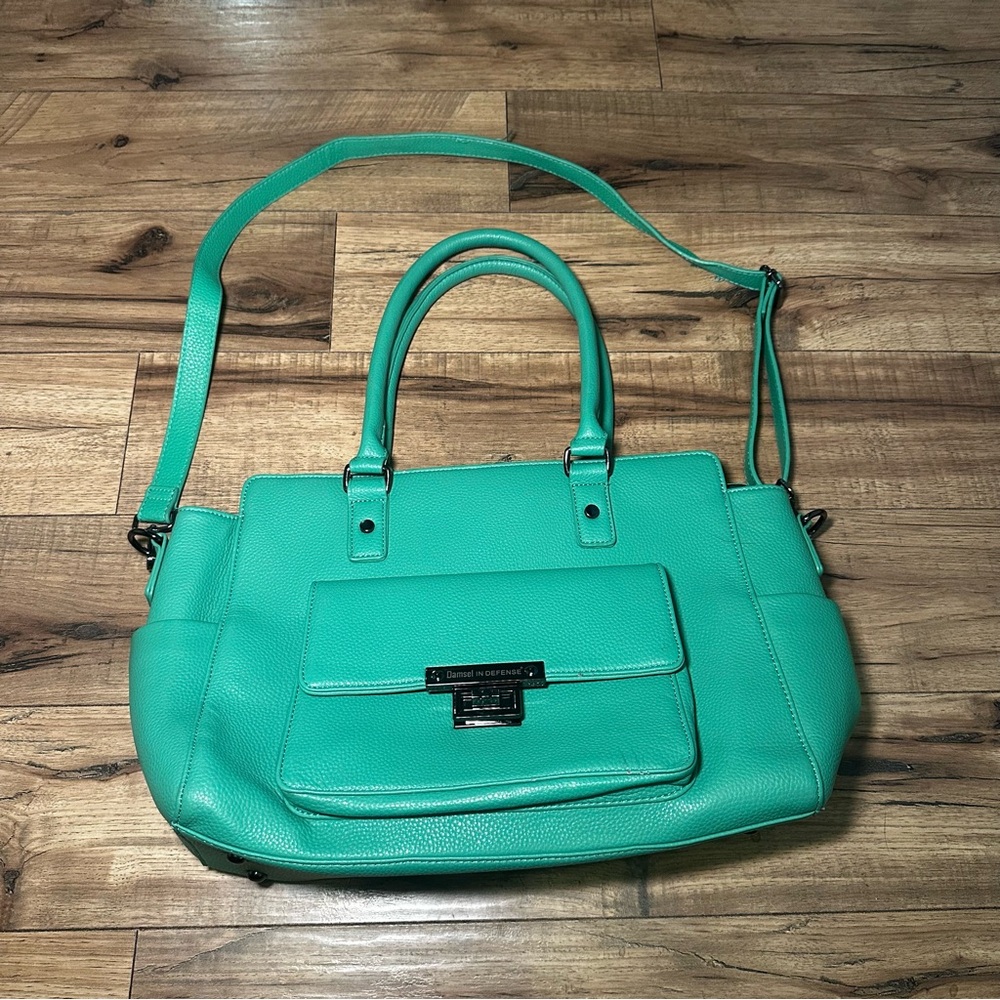 Damsel in Defense Kelly Green Leather Handbag